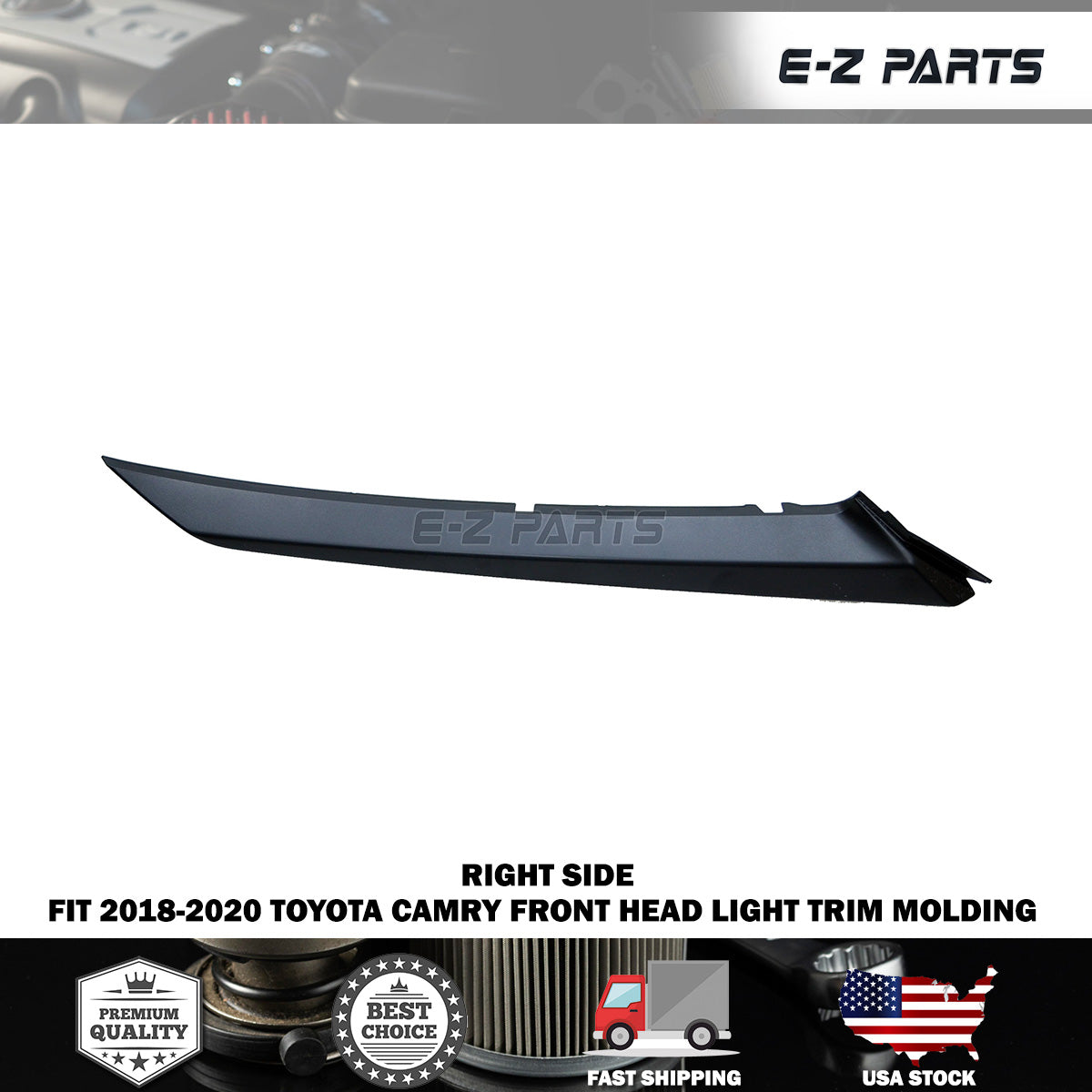 For 2018-2020 Toyota Camry Right Front Head Light Trim Molding Passenger