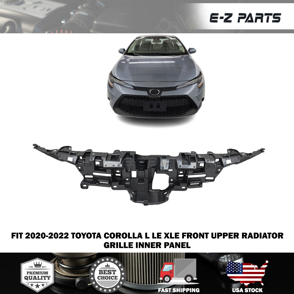 For 2020-2022 Toyota Corolla LE L XLE Front Upper Radiator Grille Inner Panel