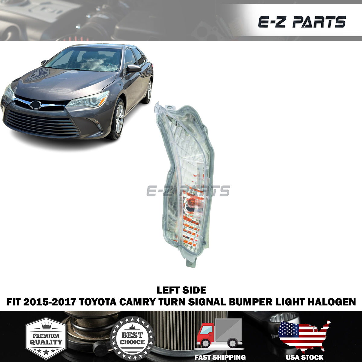 For 2015-2017 Toyota Camry Driver Left Turn Signal Bumper Light Halogen