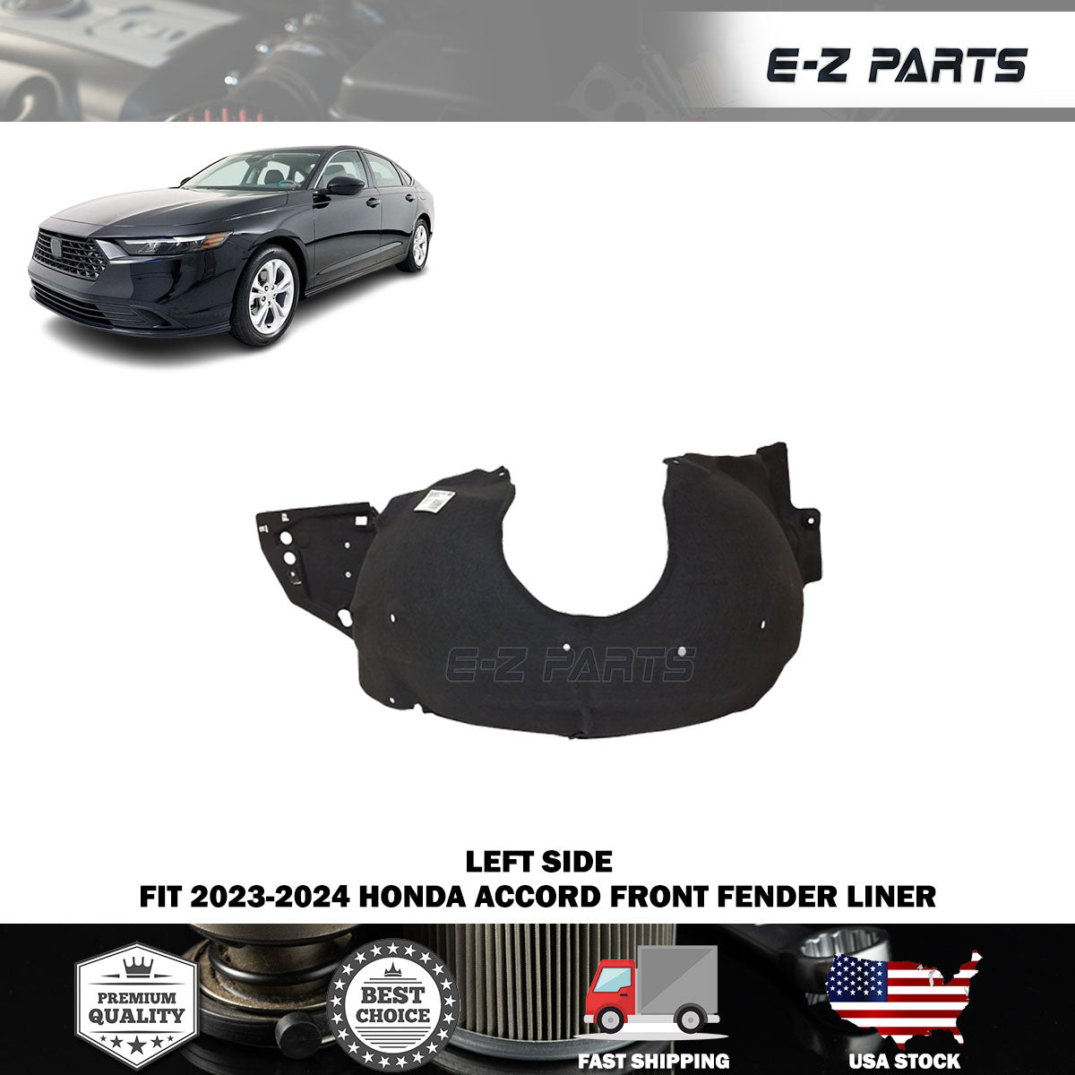 Fit 2023-2024 Honda Accord Front Left Fender Liner