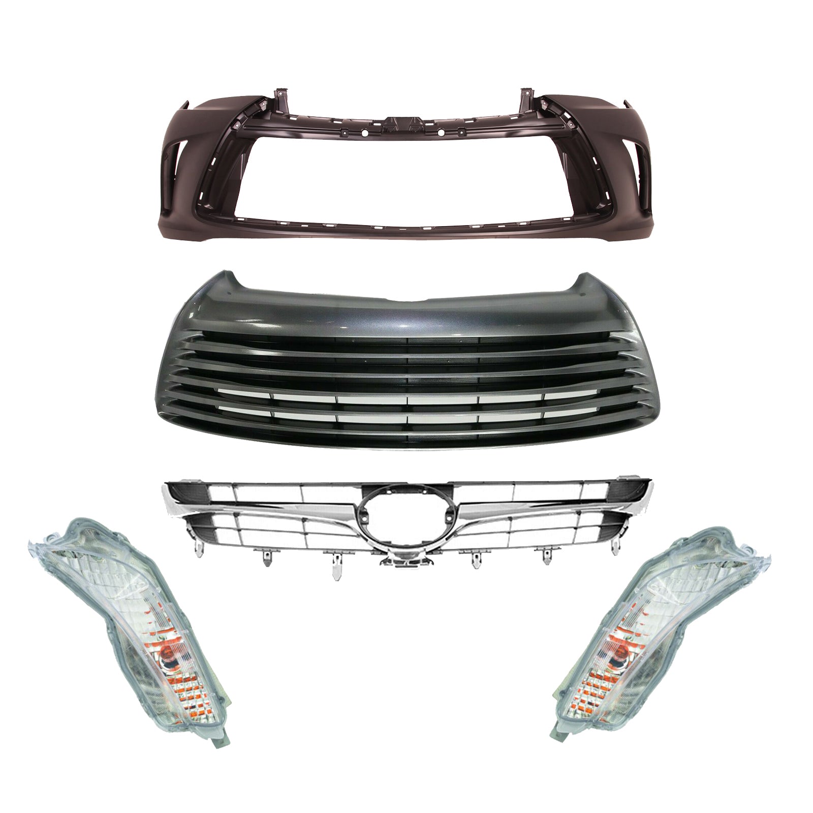 For 2015-2017 Toyota Camry LE XLE Front Bumper kit with Upper and Lower Grilles