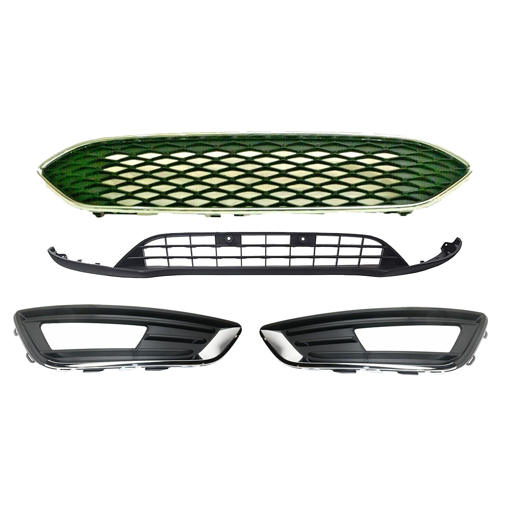 For 2015-2018 Ford Focus Upper Grille with Lower Valance and Fog Light Covers