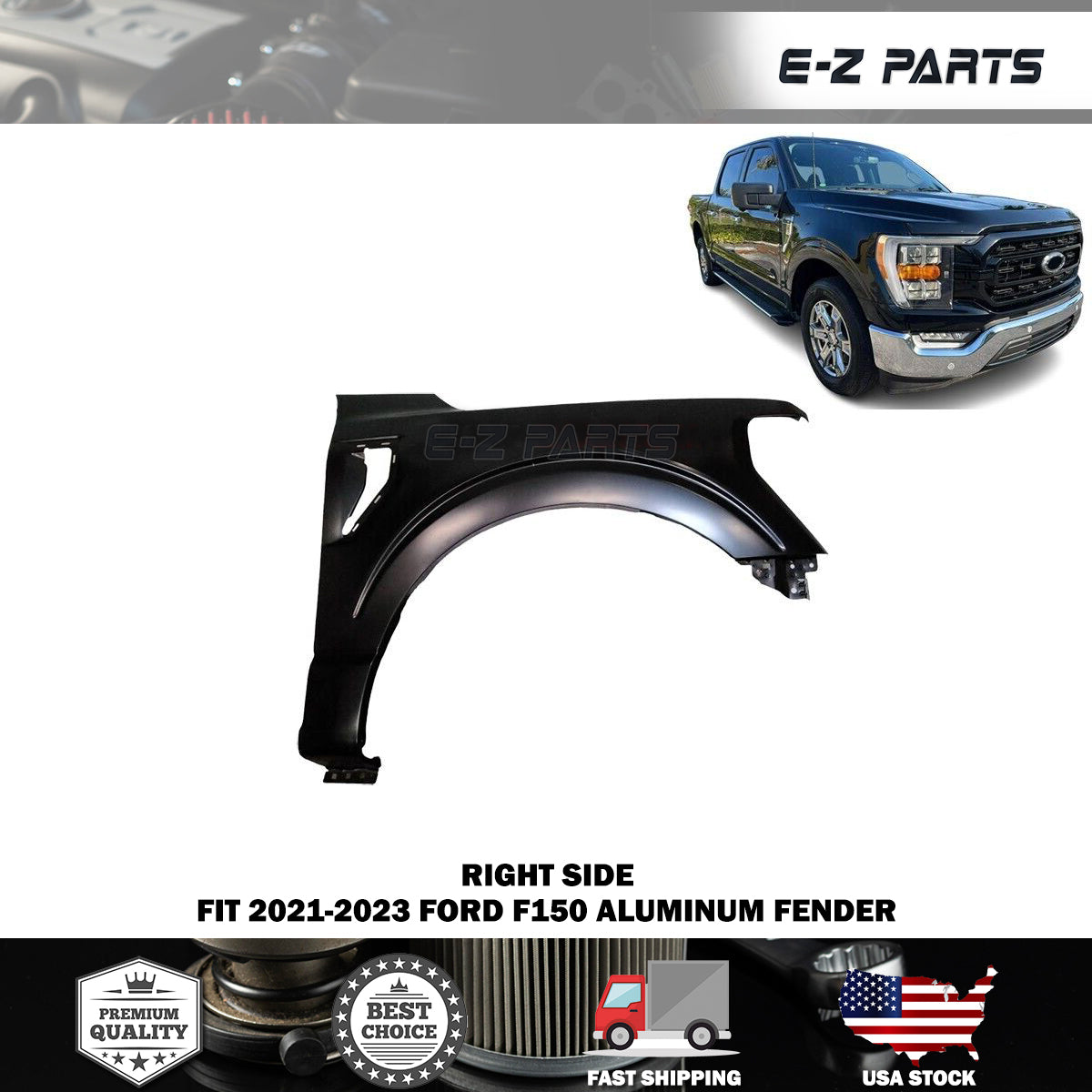 For 2021-2023 Ford F150 Aluminum Fender Passenger Side RH