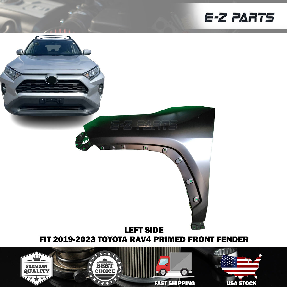 For 2019-2023 Toyota RAV4 Primed Front Fender Driver Side LH