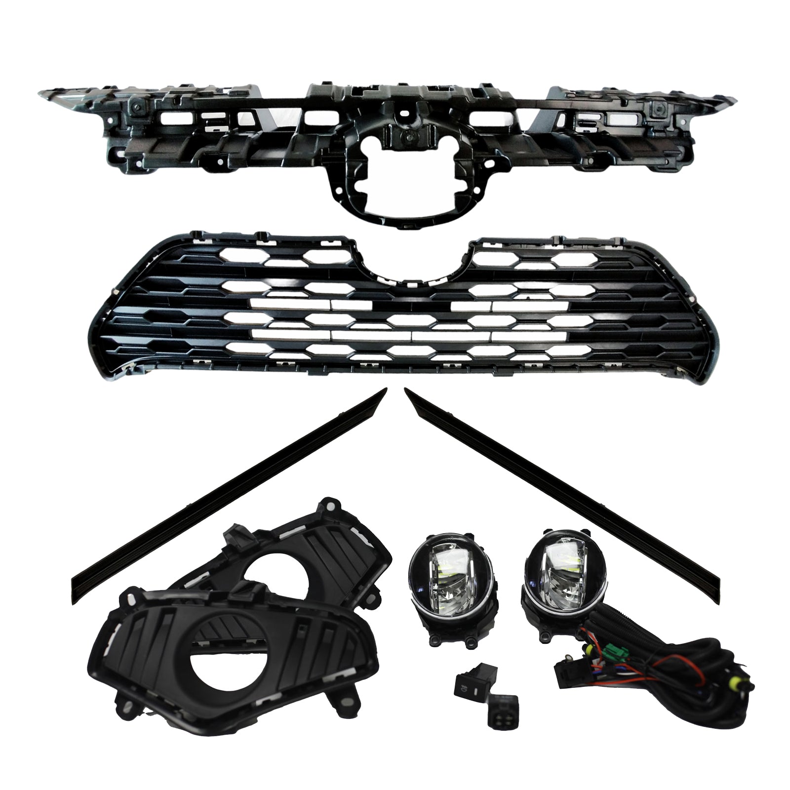 For 2019-2022 Toyota RAV4 Mount Bracket, Grille and Trim kit with Fog Light Kit