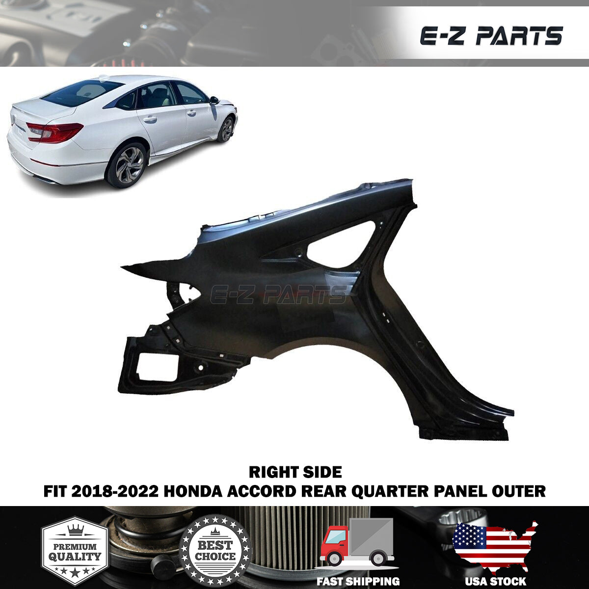 For 2018-2022 Honda Accord Rear Right Quarter Panel Outer