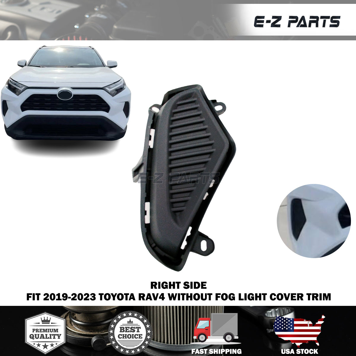 For 2019-2023 Toyota RAV4 Fog Light Cover Trim Passenger Right Side