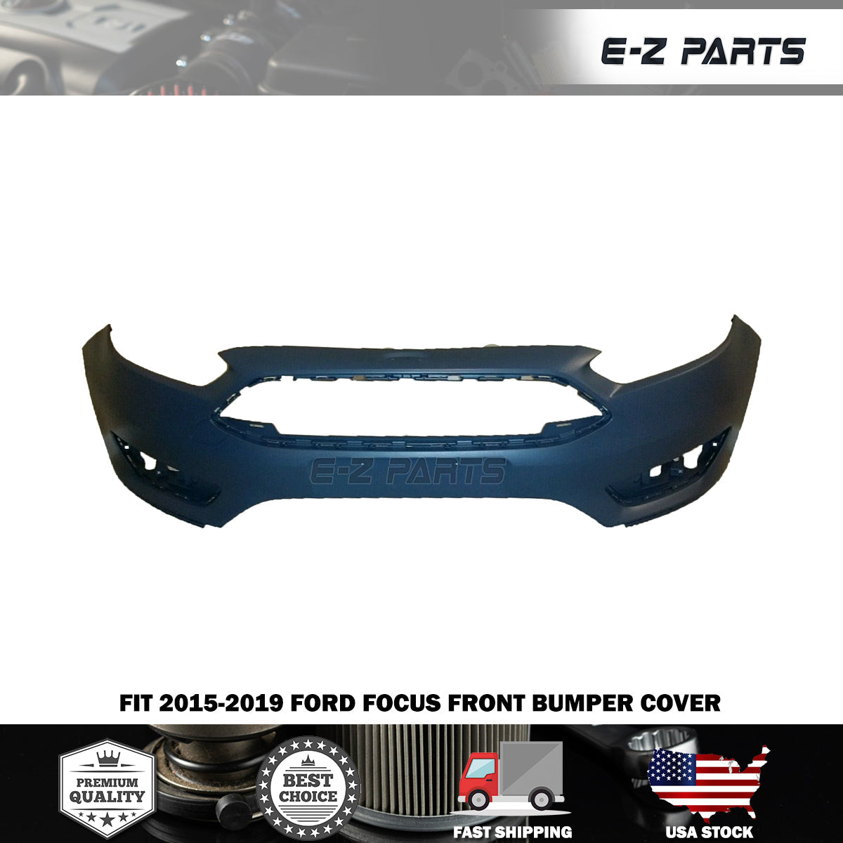 For 2015-2019 Ford Focus FRONT PRIMERED BUMPER COVER