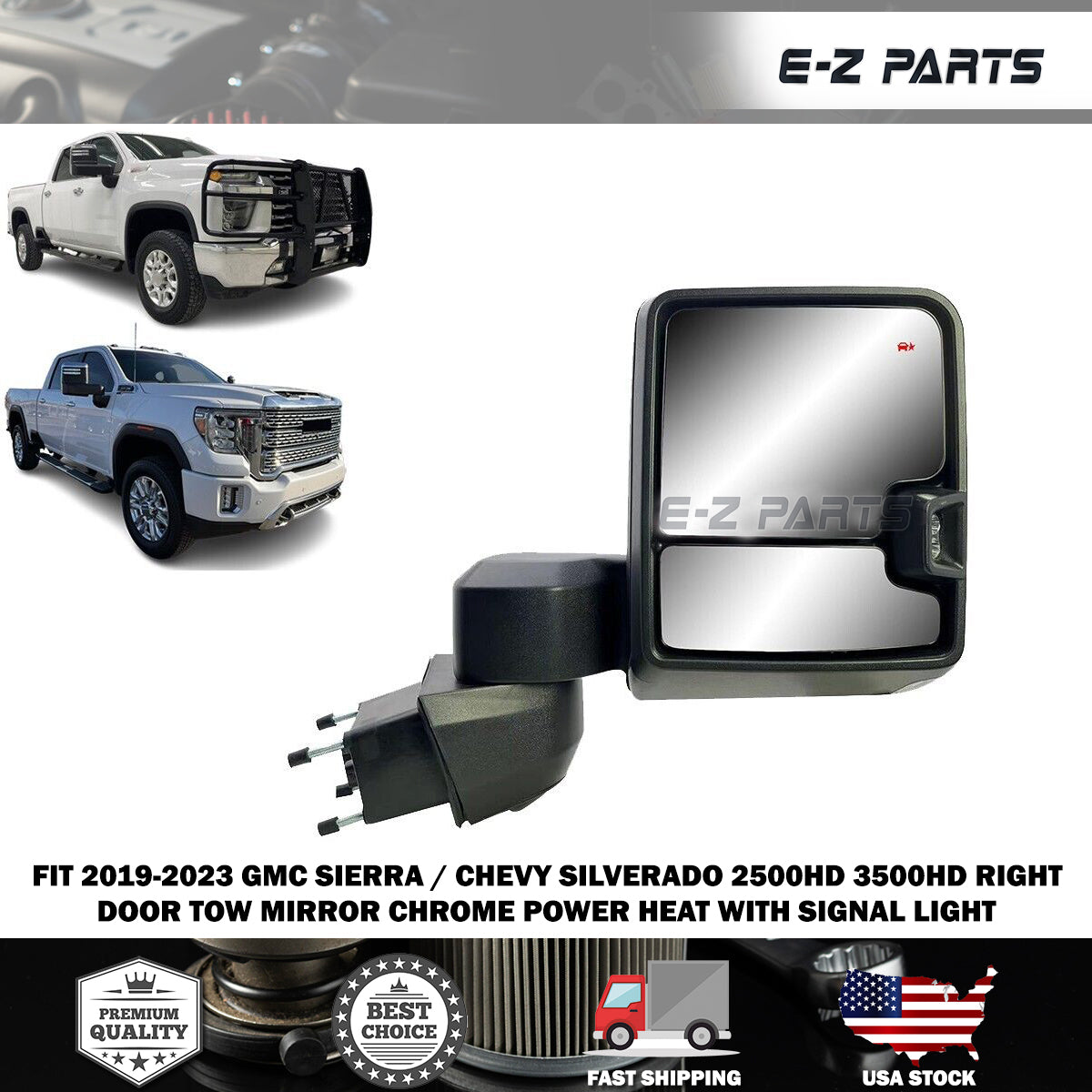 For 2019-2023 GMC Sierra / Chevy Silverado 2500HD 3500HD Right Door Tow Mirror