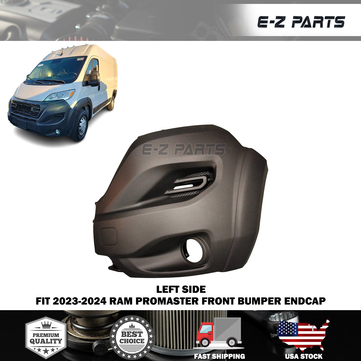 Fit 2023-2024 RAM Promaster Front Left Bumper Endcap Driver Side LH