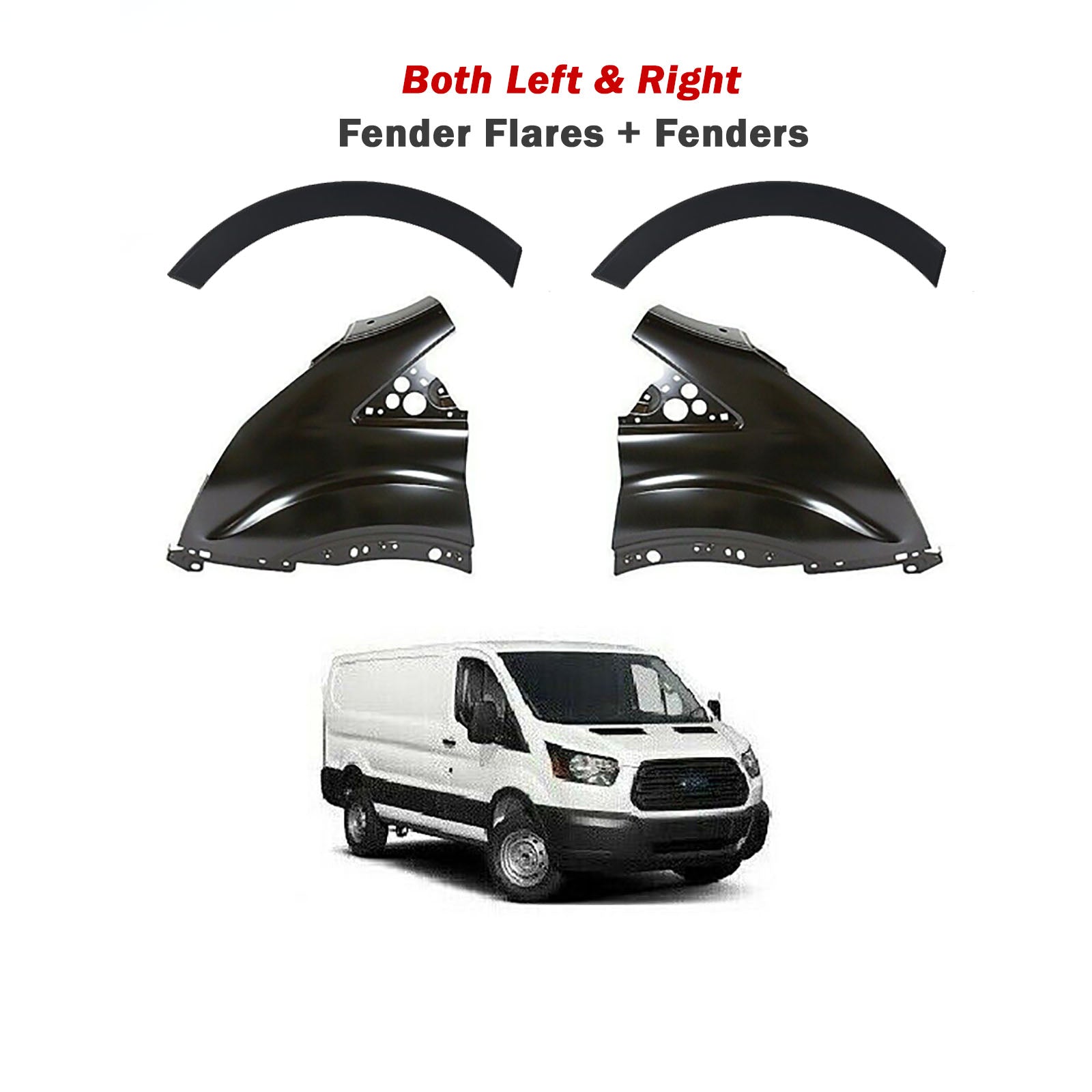 For 2015-2023 Ford Transit Both Left & Right Fenders With Antenna Hole and