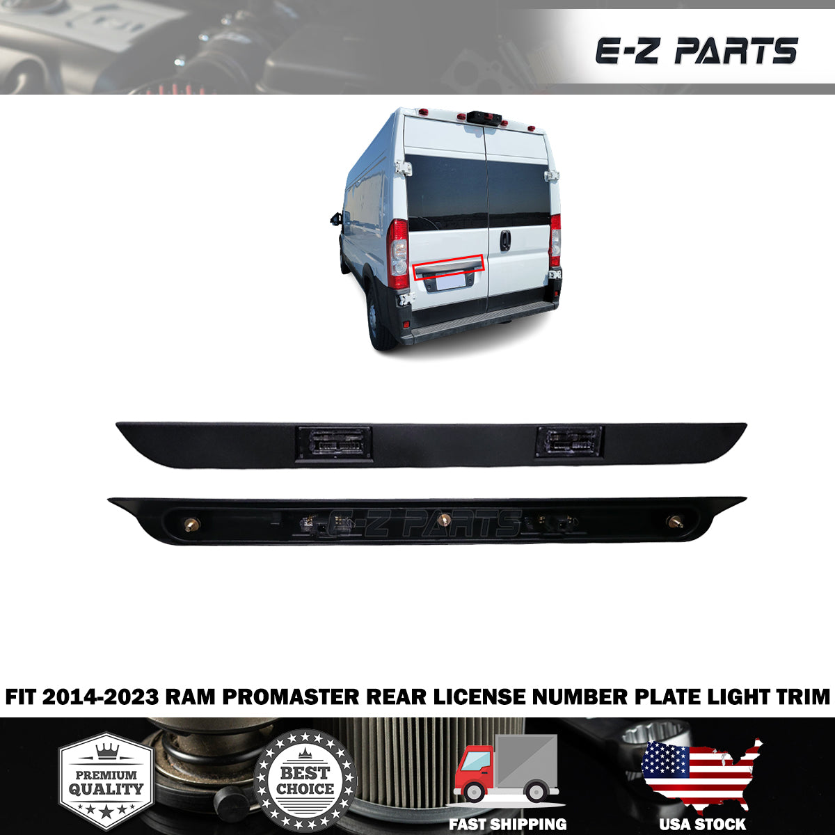 Fit 2014-2023 RAM Promaster Rear License Number Plate Light Trim