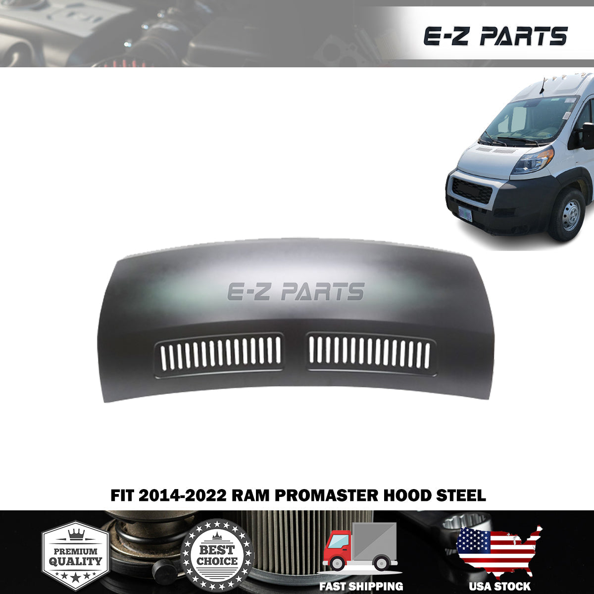 For 2014-2022 RAM Promaster Hood Steel