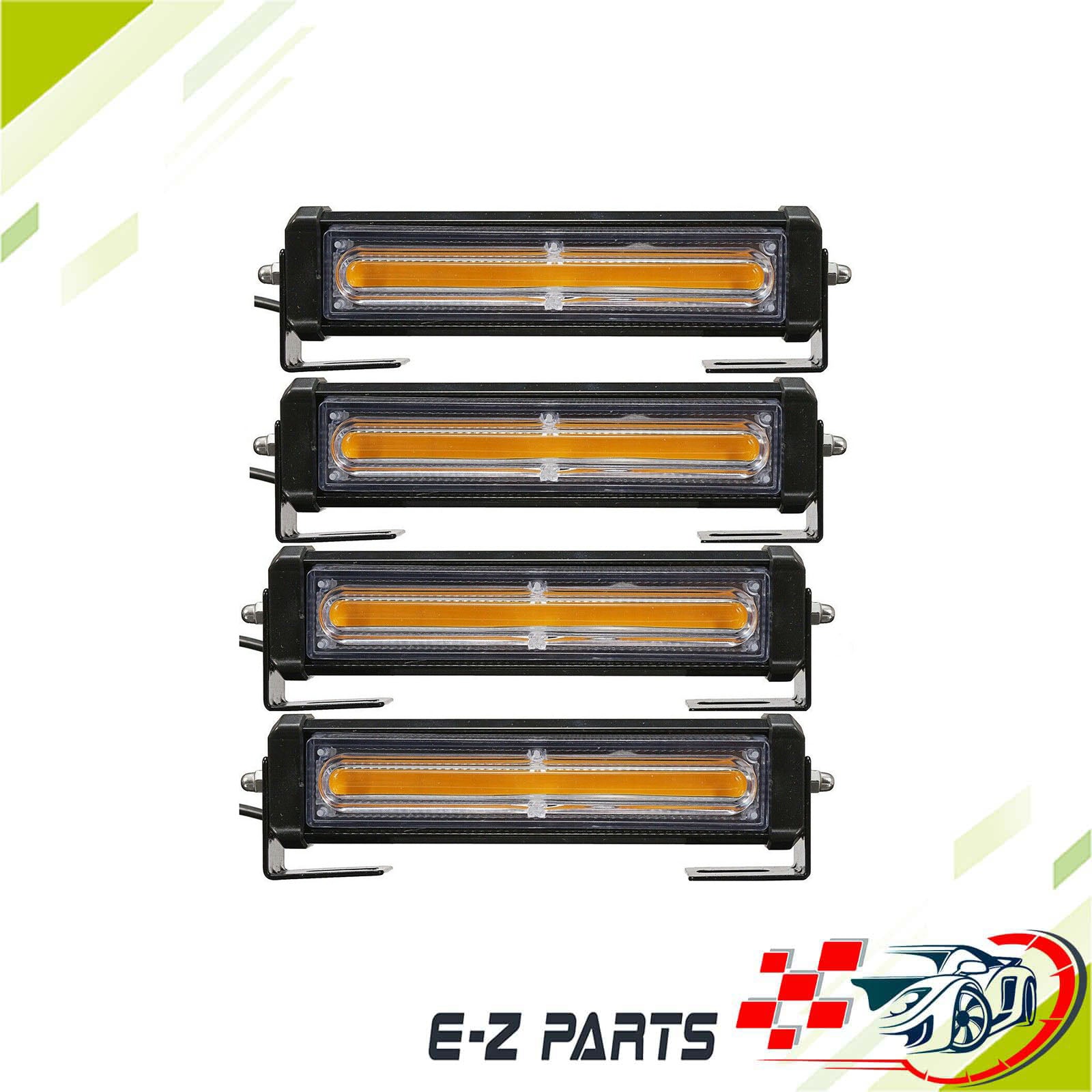 4 Amber COB LED Car Truck Emergency Warning Flashing Flash Strobe Light Bar