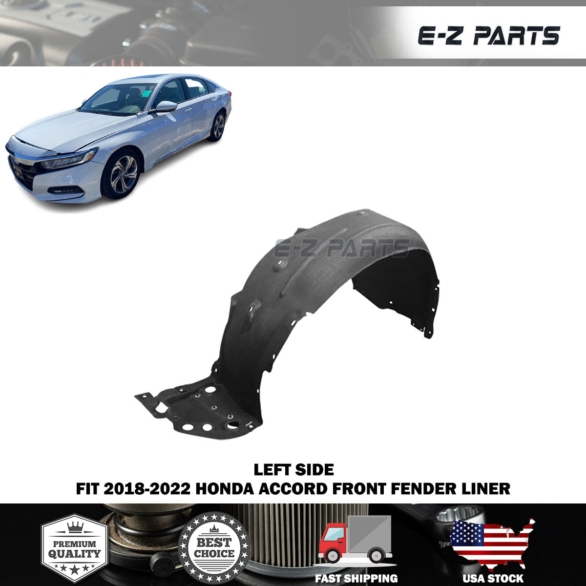 Fit 2018-2022 Honda Accord Front Left Fender Liner
