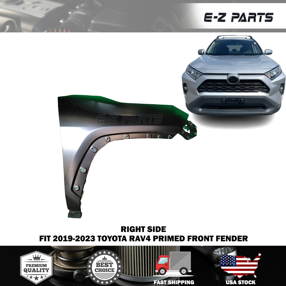 For 2019-2023 Toyota RAV4 Primed Front Fender Passenger Side RH