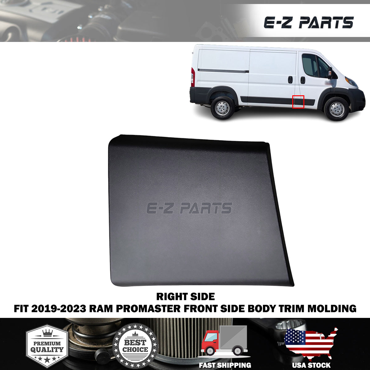 Fit 2019-2023 RAM Promaster Right Front Side Body Trim Molding