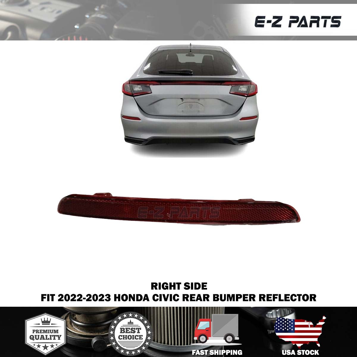 For 2022-2023 Honda Civic Rear Bumper Reflector Right Side