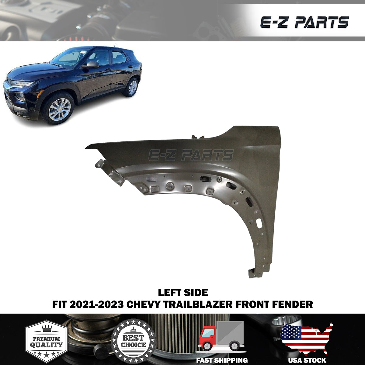 For 2021-2023 Chevy Trailblazer Left Front Fender Driver Side LH