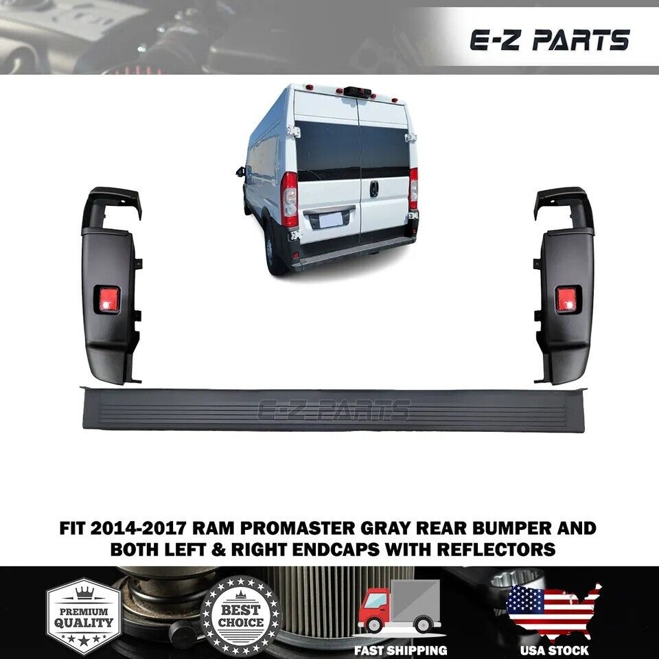 For 2014-2017 RAM Promaster Rear Bumper and  Endcaps with Reflectors