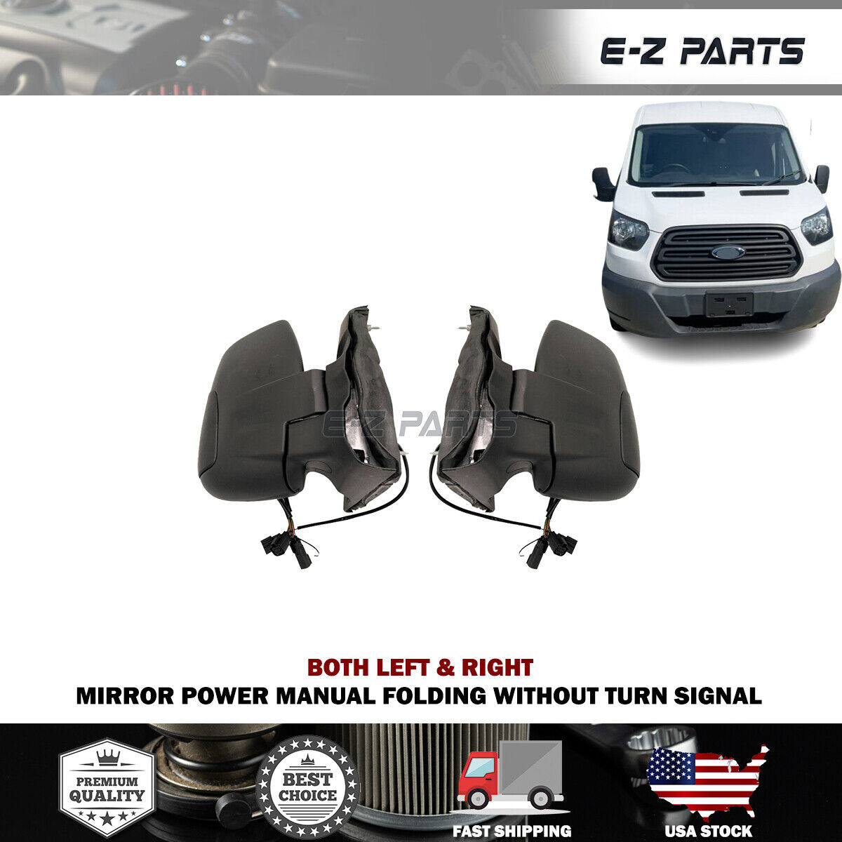 For 2015-2022 Ford Transit Left & Right Side Power Manual Folding Mirror