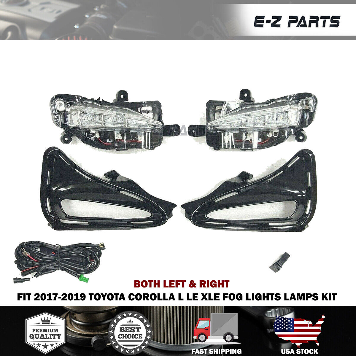 For 2017-2019 Toyota Corolla Fog Lights Lamps KIT model- L LE XLE