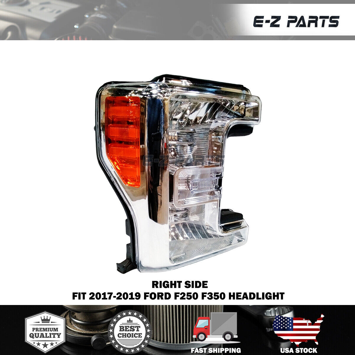 Premium Quality for 2017-2019 Ford F250 F350 Headlight Head lamp Right Side