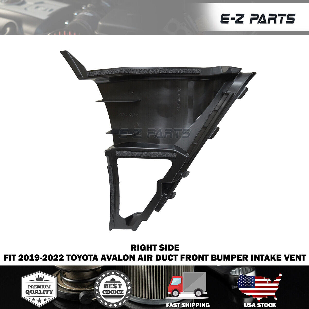 For 2019-2022 Toyota Avalon Right Side Air Duct Front Bumper Intake Vent Black