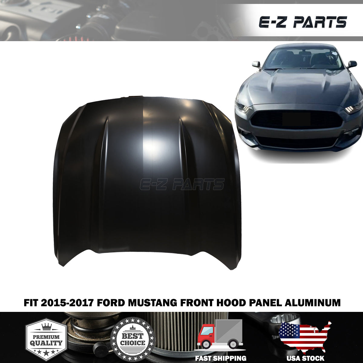 Fit 2015-2017 Ford Mustang Front Hood Panel Aluminum
