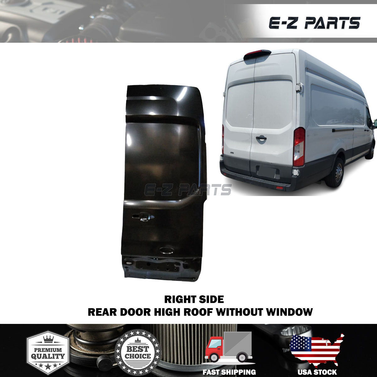 For 2015-2024 Ford Transit Right Rear Door High Roof without Window Passenger Side RH