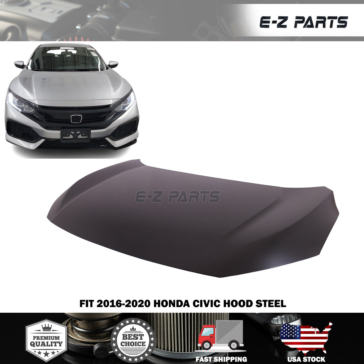 Fit 2016-2020 Honda Civic Hood Steel