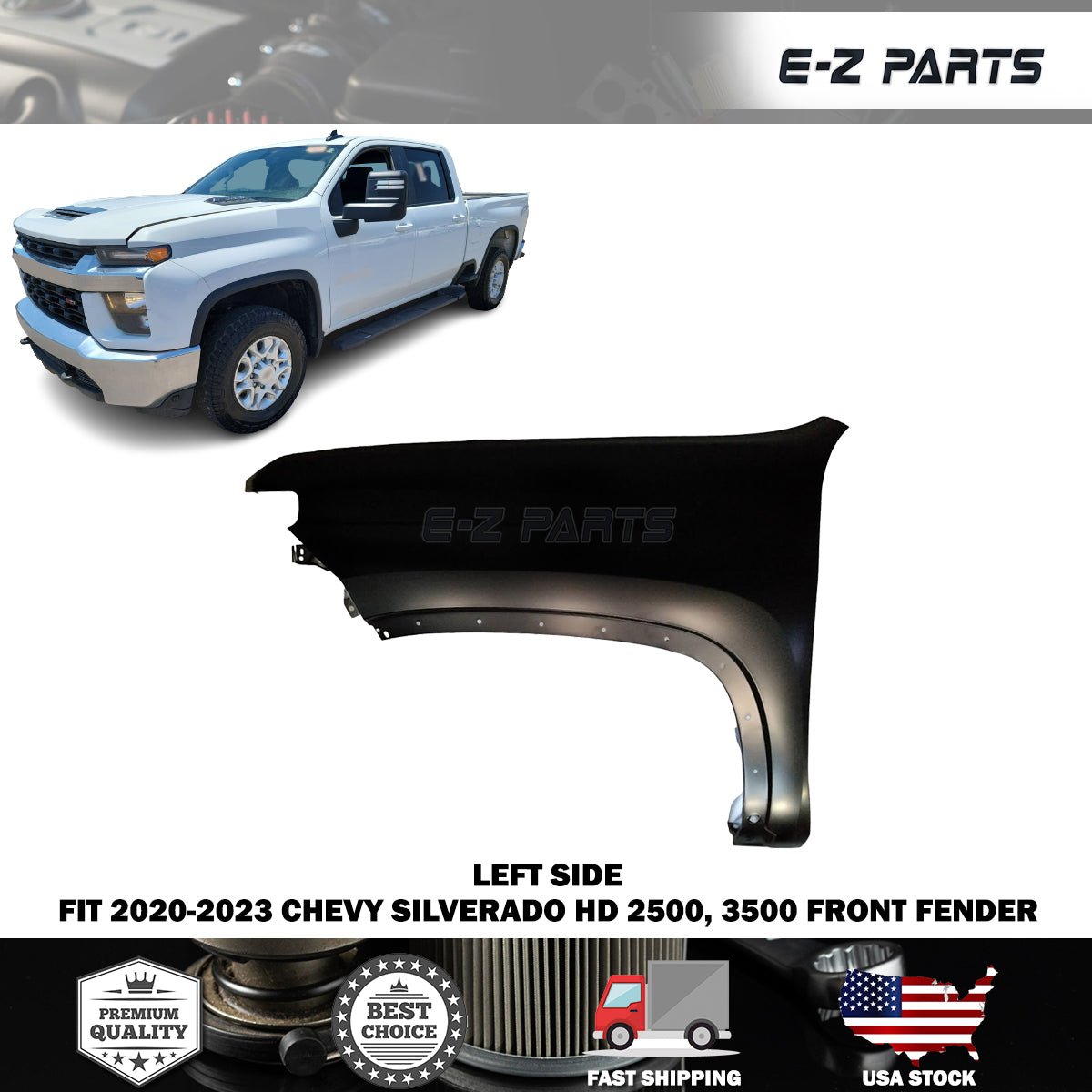 For 2020-2023 Chevy Silverado HD 2500, 3500 Front Left Fender Driver Side LH