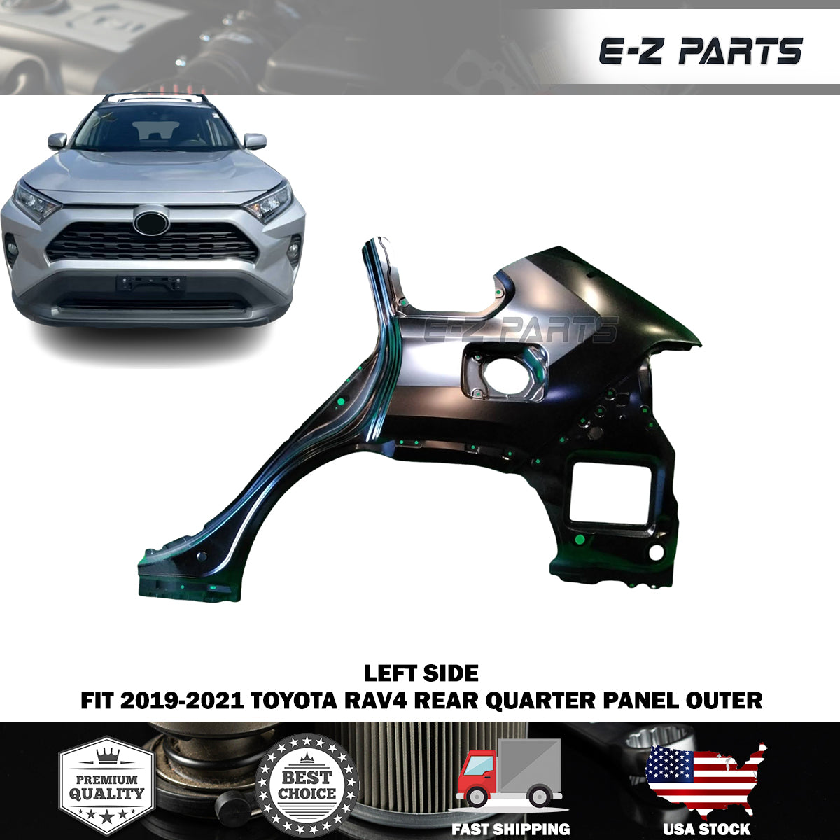 Fit 2019-2021 Toyota RAV4 Left Rear Quarter Panel Outer