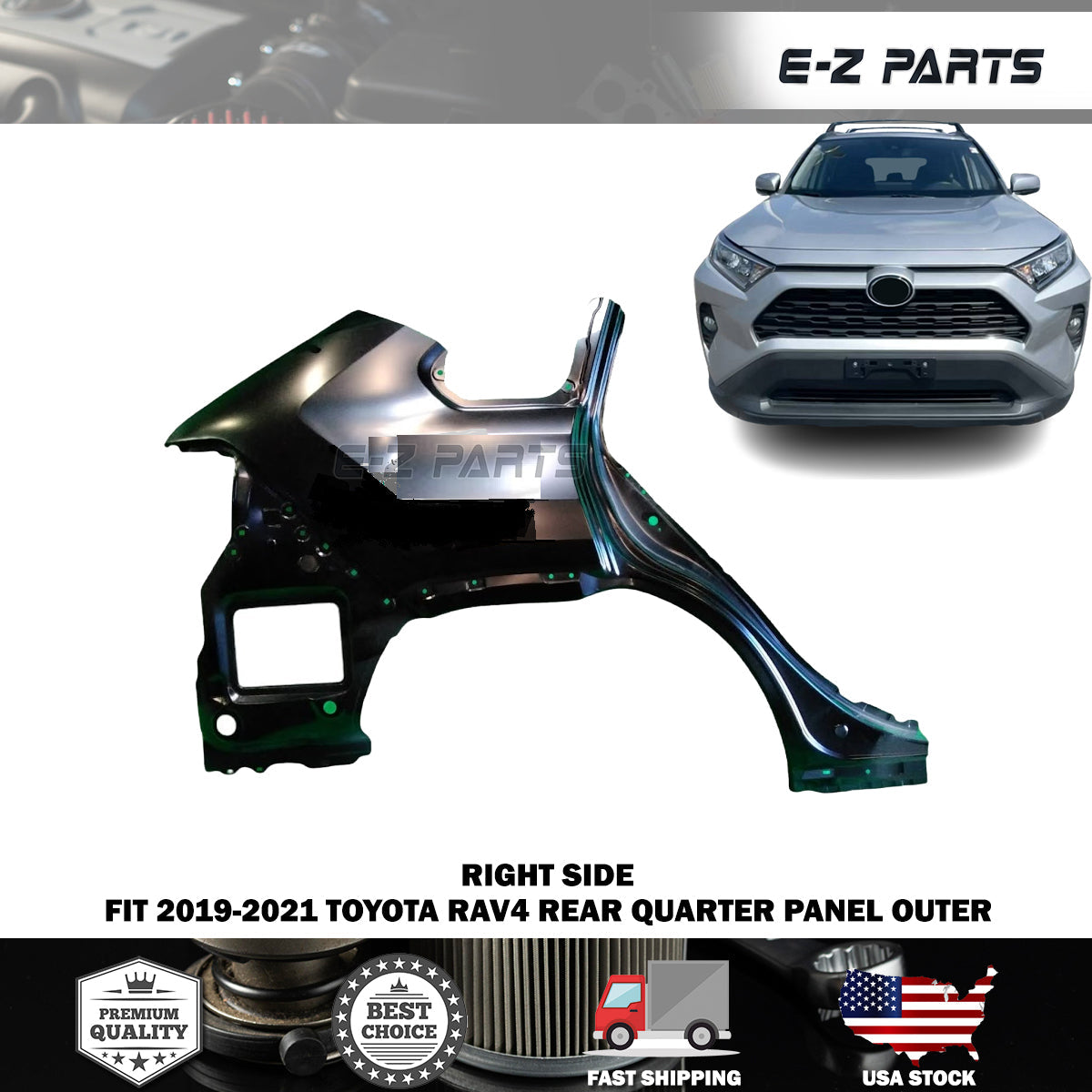 Fit 2019-2021 Toyota RAV4 Right Rear Quarter Panel Outer