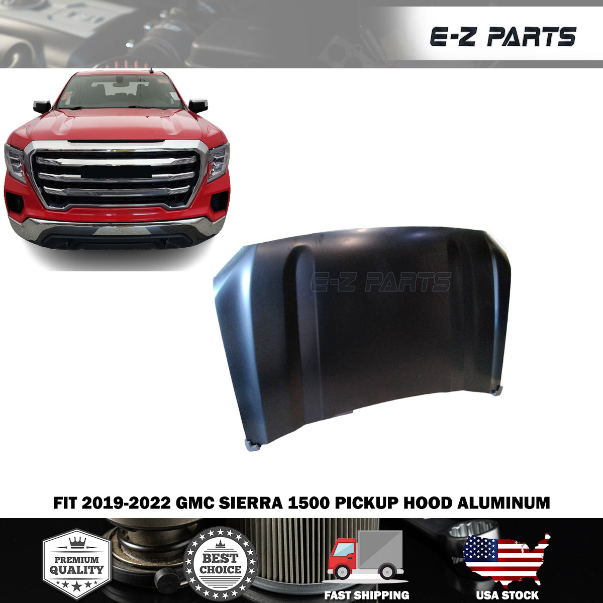 Fit 2019-2022 GMC Sierra 1500 Pickup Hood Aluminum