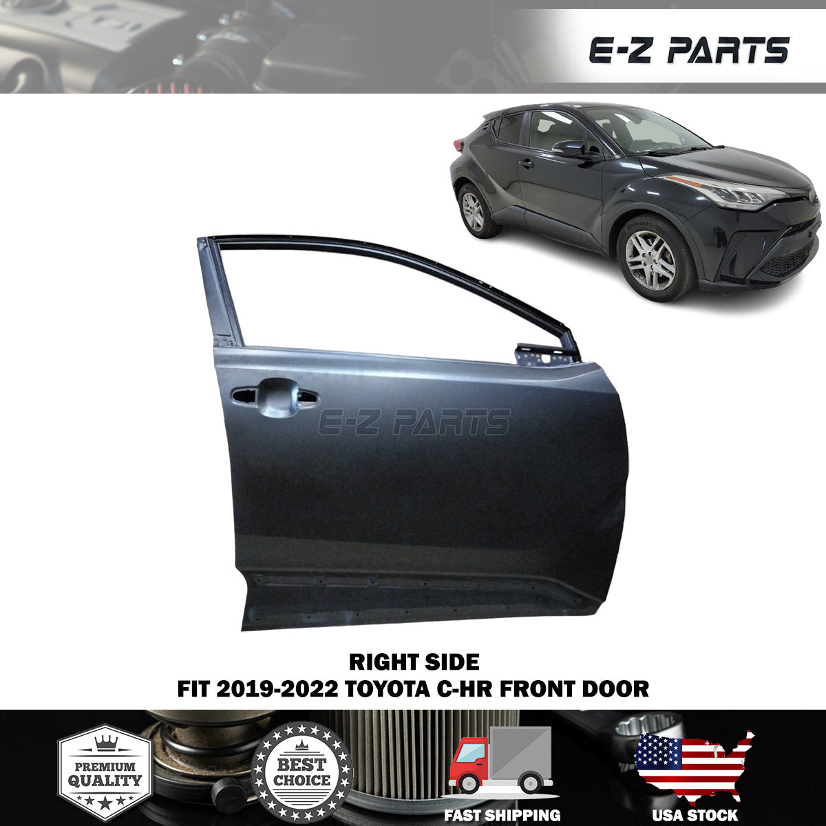Fit 2019-2022 Toyota C-HR Right Front Door Passenger Side RH