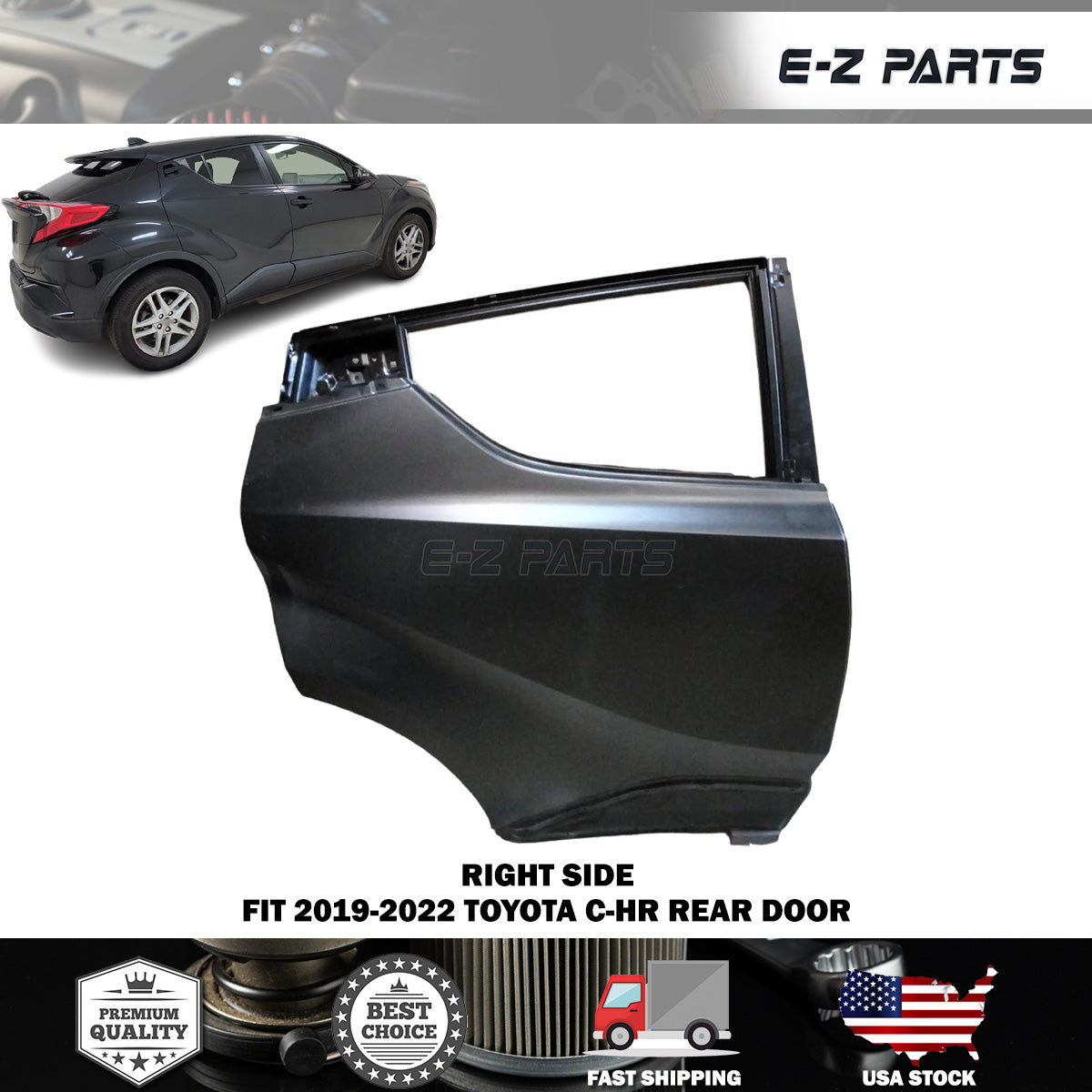 Fit 2019-2022 Toyota C-HR Right Rear Door Passenger Side RH