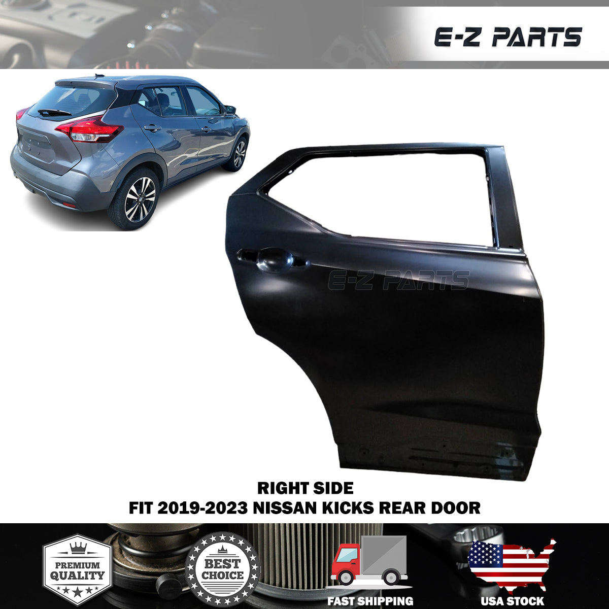 Fit 2019-2023 Nissan Kicks Right Rear Door Passenger Side RH