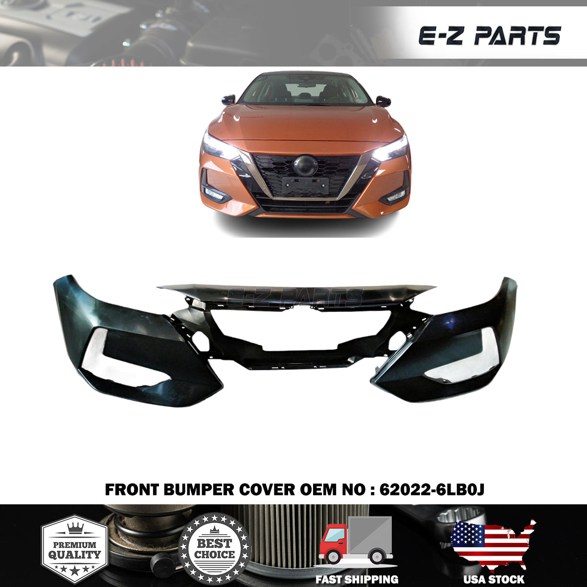 Fit 2020-2022 Nissan Sentra Front Bumper Cover 62022-6LB0J