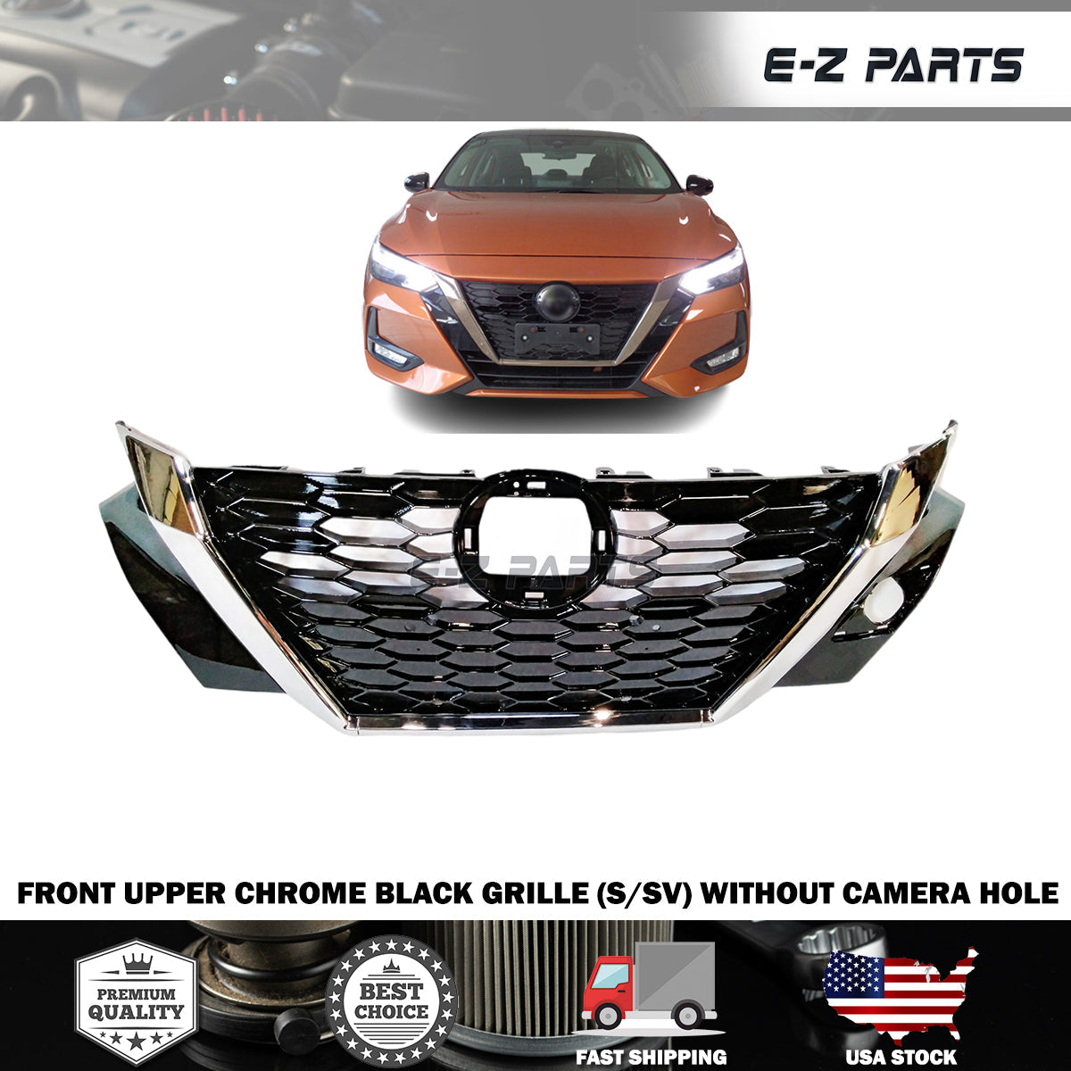 Fit 2020-2022 Nissan Sentra Front Upper Chrome Grille