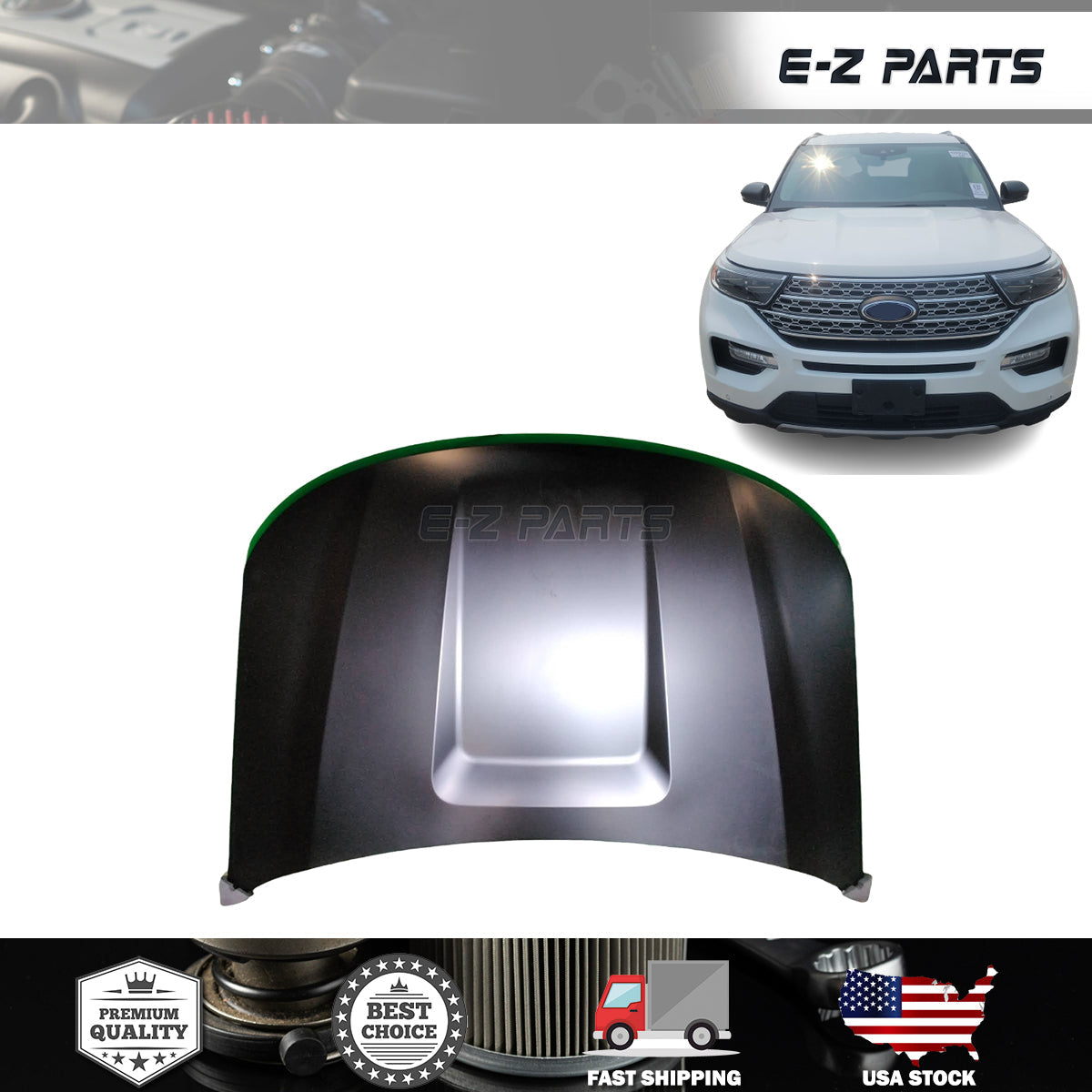Fit 2020-2024 Ford Explorer Hood Aluminum Primed
