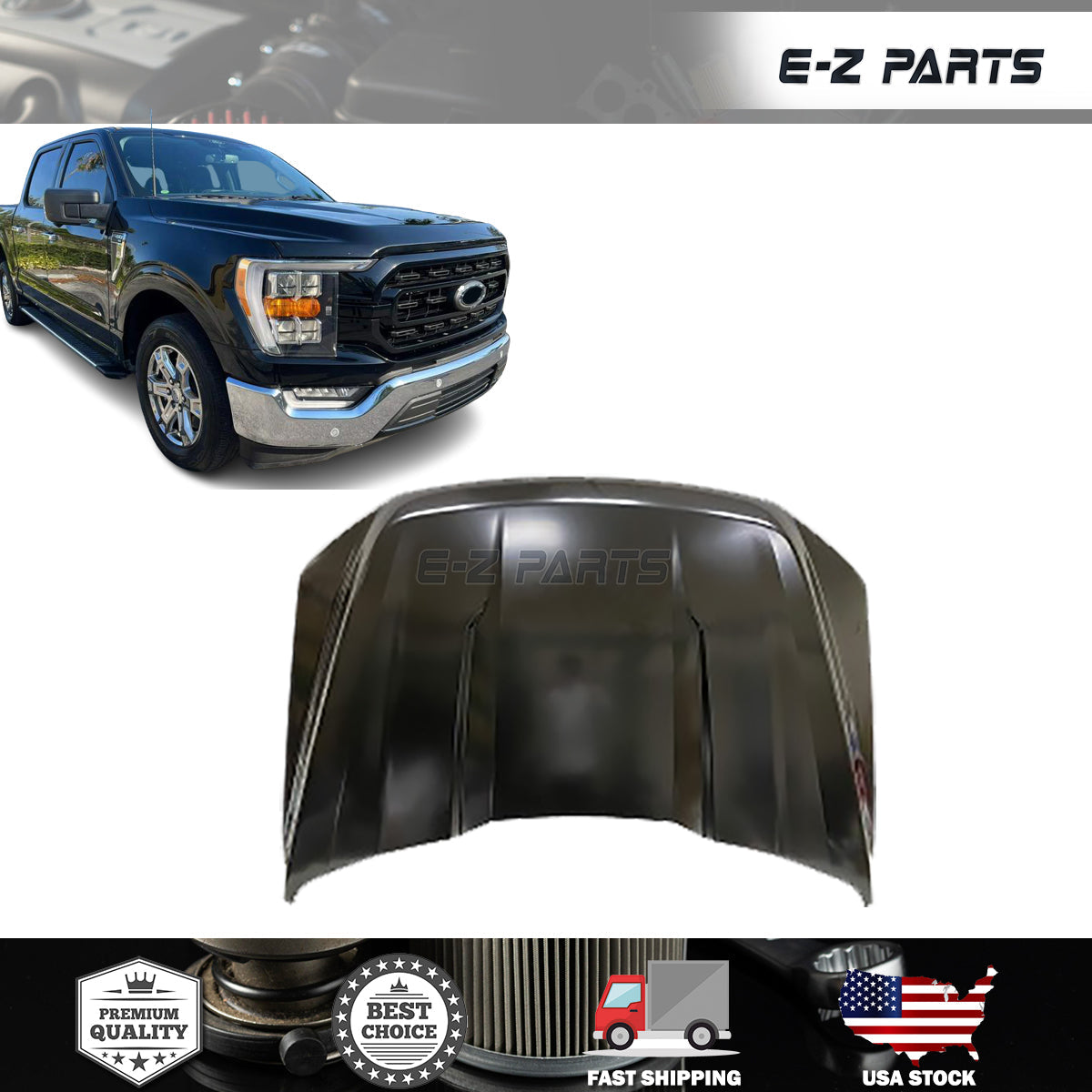 Fit 2021-2023 Ford F150 Hood Primed Aluminum