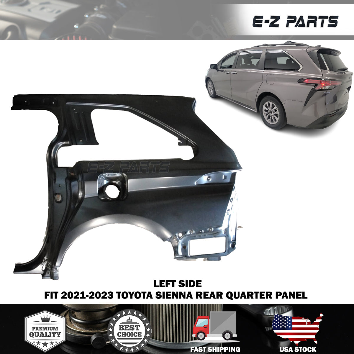 Fit 2021-2023 Toyota Sienna Left Rear Quarter Driver Side LH