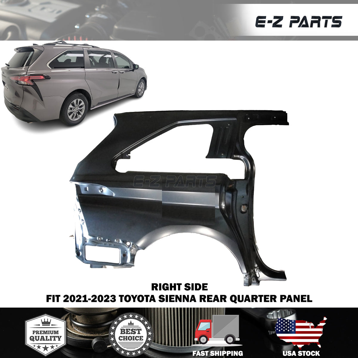 Fit 2021-2023 Toyota Sienna Right Rear Quarter Passenger Side RH