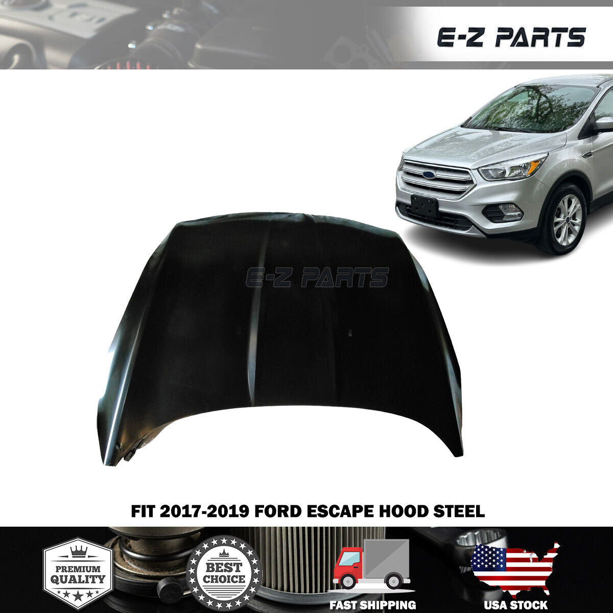Fit 2017-2019 Ford Escape Hood Steel GJ5Z16612A, FO1230318