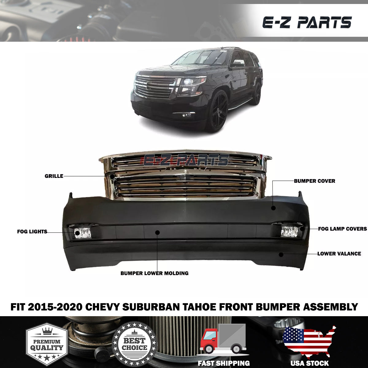 Fit 2015-2020 Chevy Suburban Tahoe Front Bumper Assembly