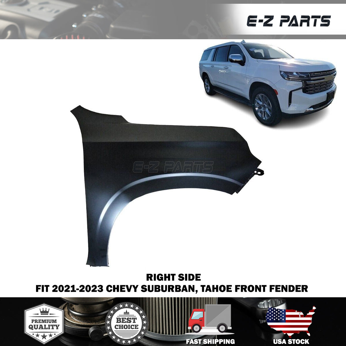 Fit 2021-2023 Chevy Suburban, Tahoe Right Front Fender Passenger Side RH