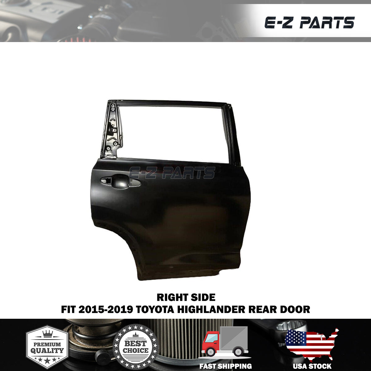 Fit 2015-2019 Toyota Highlander Right Rear Door Passenger Side RH