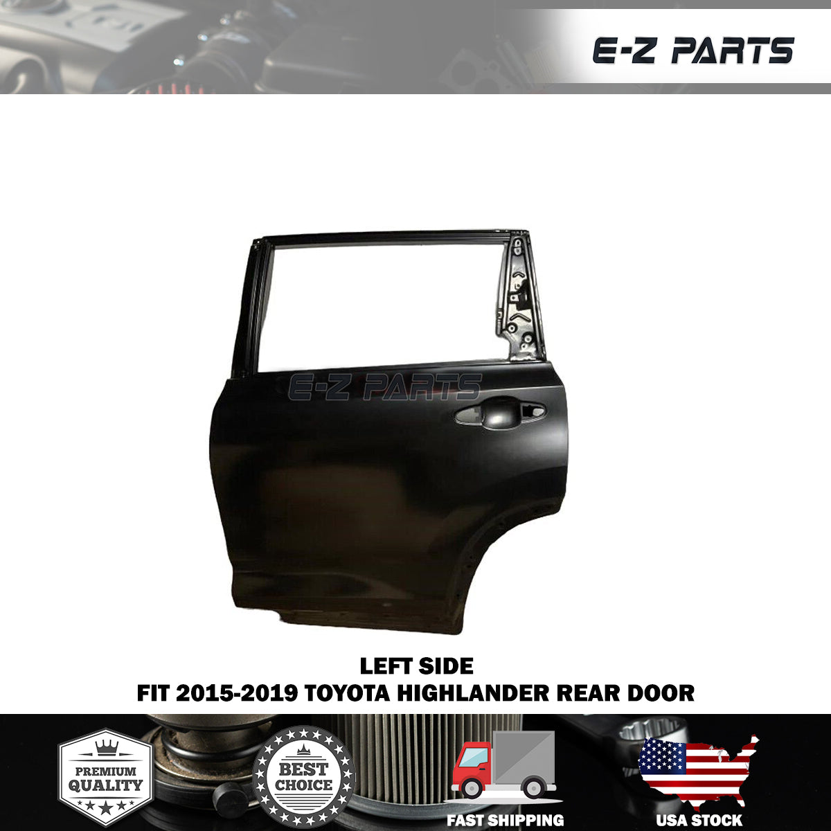Fit 2015-2019 Toyota Highlander Left Rear Door Driver Side LH