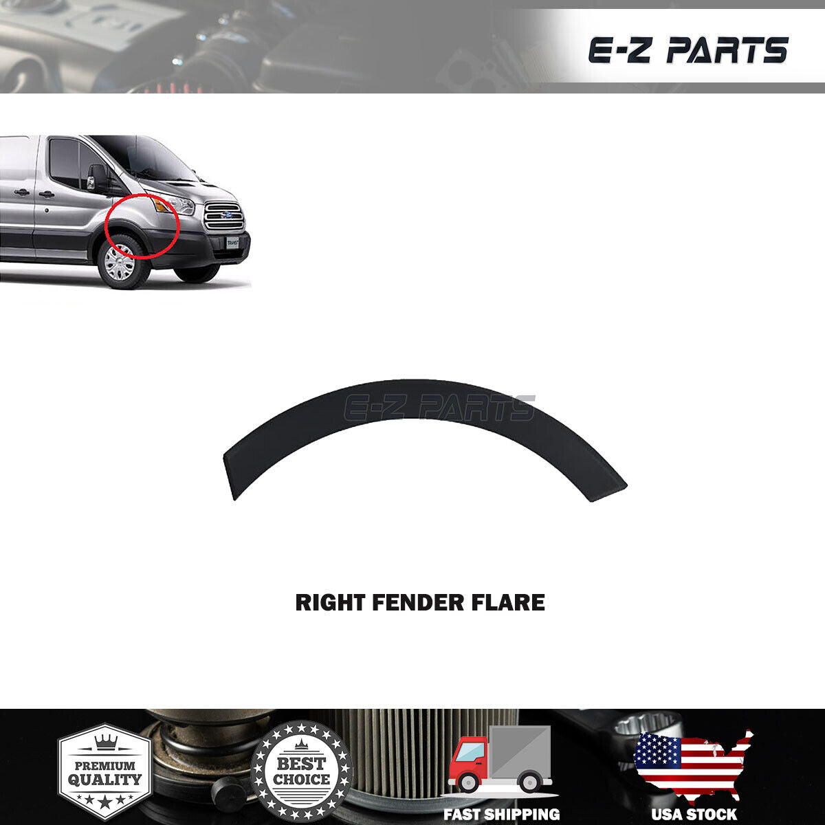 Fit 2015-2019 Ford Transit 150/250/350 Front Right Fender Flare Molding Passenger RH